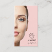Rouge Roze Schrift Logo QR Code Foto Make-up Visitekaartje (Voorkant)