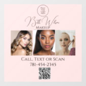 Rouge Roze Script Branding Foto Schoonheid Bedrijf Raamsticker (Vel)