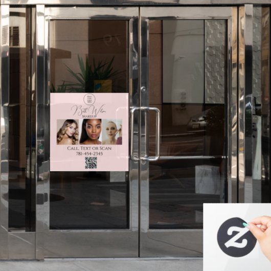 Rouge Roze Script Branding Foto Schoonheid Bedrijf Raamsticker (Kantoordeur)
