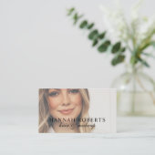 Rouge Roze Script Foto Haar Make-up Visitekaartje (Staand voorkant)