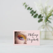 Rouge Roze Script Foto Make-up Visitekaartje (Staand voorkant)