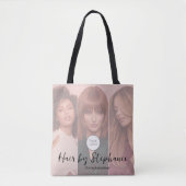 Rouge Roze Script Logo 3 Foto Kapsalon Tote Bag (Voorkant)