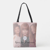 Rouge Roze Script Logo 3 Foto Kapsalon Tote Bag (Achterkant)