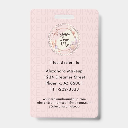 Rouge Roze Script Logo Foto Badge (Achterkant)