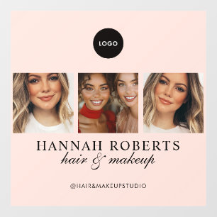 Rouge Roze Script Logo Foto Haar Make-up Studio Raamsticker