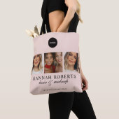 Rouge Roze Script Logo Foto Haar Make-up Studio Tote Bag (Dichtbij)