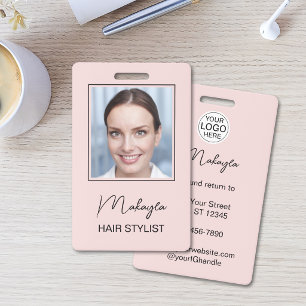 Rouge Roze Script Logo Foto Kapper Badge