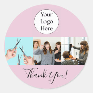 Rouge Roze Script Logo Foto Kapsalon Bedankt Ronde Sticker