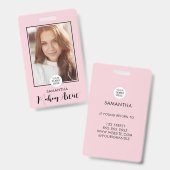 Rouge Roze Script Logo Foto Make-up  Badge (Voor- en achterkant)