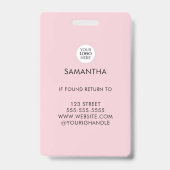 Rouge Roze Script Logo Foto Make-up  Badge (Achterkant)