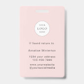 Rouge Roze Script Logo Foto Make-up Badge (Achterkant)