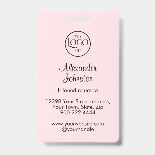 Rouge Roze Script Logo Foto Make-up Badge (Achterkant)