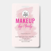 Rouge Roze Script Logo Foto Make-up Badge (Achterkant)