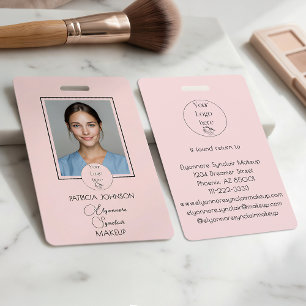 Rouge Roze Script Logo Foto Make-up Badge