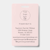Rouge Roze Script Logo Foto Make-up Badge (Achterkant)