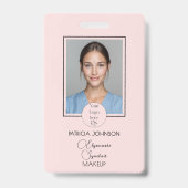 Rouge Roze Script Logo Foto Make-up Badge (Voorzijde)