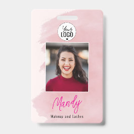 Rouge Roze Script Logo Foto Make-up Badge