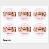 Rouge Roze Script Logo Foto Make-up Bedankt Ronde Sticker (Vel)