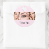 Rouge Roze Script Logo Foto Make-up Bedankt Ronde Sticker (Tas)