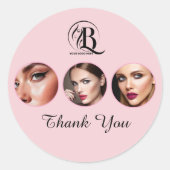 Rouge Roze Script Logo Foto Make-up Ronde Sticker (Voorkant)