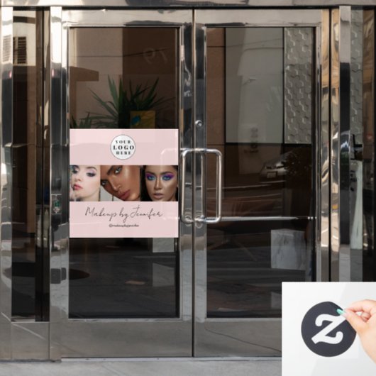 Rouge Roze Script Logo Foto Make-up Studio Raamsticker (Kantoordeur)