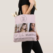Rouge Roze Script Logo Foto Make-up Studio Tote Bag (Dichtbij)
