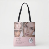 Rouge Roze Script Logo Foto Make-up Studio Tote Bag (Voorkant)