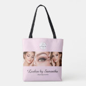 Rouge Roze Script Logo Foto Make-up Studio Tote Bag (Achterkant)