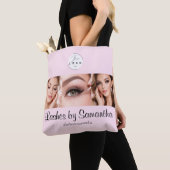 Rouge Roze Script Logo Foto Make-up Studio Tote Bag (Dichtbij)