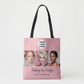 Rouge Roze Script Logo Foto Make-up Studio Tote Bag (Voorkant)