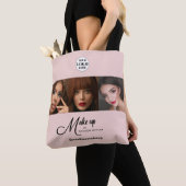 Rouge Roze Script Logo Foto Make-up Studio Tote Bag (Dichtbij)