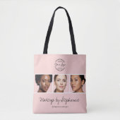 Rouge Roze Script Logo Foto Make-up Studio Tote Bag (Voorkant)