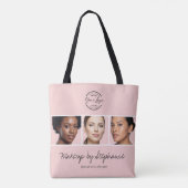 Rouge Roze Script Logo Foto Make-up Studio Tote Bag (Achterkant)
