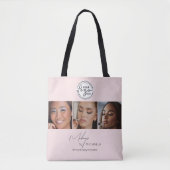 Rouge Roze Script Logo Foto Make-up Studio Tote Bag (Voorkant)
