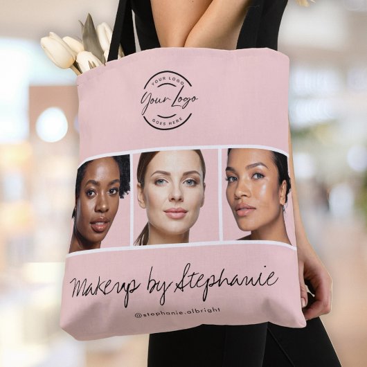 Rouge Roze Script Logo Foto Make-up Studio Tote Bag