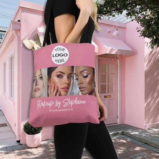 Rouge Roze Script Logo Foto Make-up Studio Tote Bag