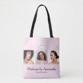 Rouge Roze Script Logo Foto Make-up Studio Tote Bag (Voorkant)