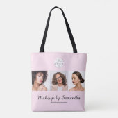 Rouge Roze Script Logo Foto Make-up Studio Tote Bag (Achterkant)