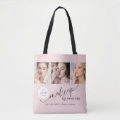 Rouge Roze Script Logo Foto Make-up Studio Tote Bag (Voorkant)