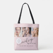 Rouge Roze Script Logo Foto Make-up Studio Tote Bag (Achterkant)