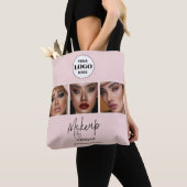 Rouge Roze Script Logo Foto Make-up Studio Tote Bag (Dichtbij)