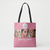 Rouge Roze Script Logo Foto Make-up Studio Tote Bag (Voorkant)
