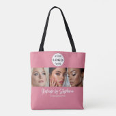Rouge Roze Script Logo Foto Make-up Studio Tote Bag (Achterkant)