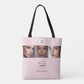 Rouge Roze Script Logo Foto Make-up Studio Tote Bag (Achterkant)