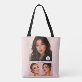 Rouge Roze Script Logo Foto Make-up Studio Tote Bag (Achterkant)