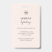 Rouge Roze Script Logo Foto Make-up Stylist Badge (Achterkant)