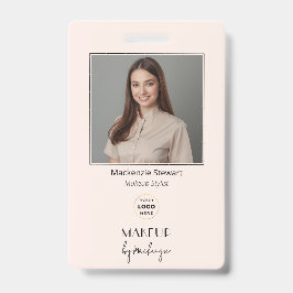 Rouge Roze Script Logo Foto Make-up Stylist Badge