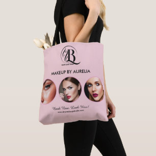 Rouge Roze Script Logo Foto Make-up Tote Bag