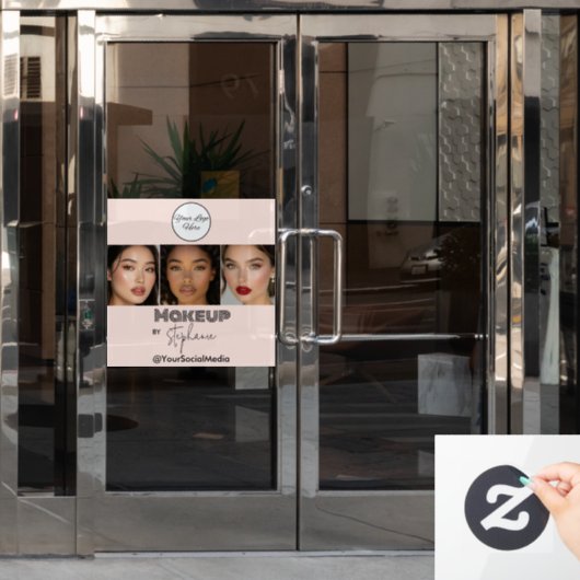 Rouge Roze Script Logo Foto Make-upstudio Raamsticker (Kantoordeur)