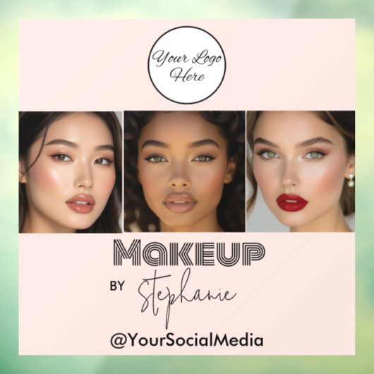 Rouge Roze Script Logo Foto Make-upstudio Raamsticker (Vel 3)